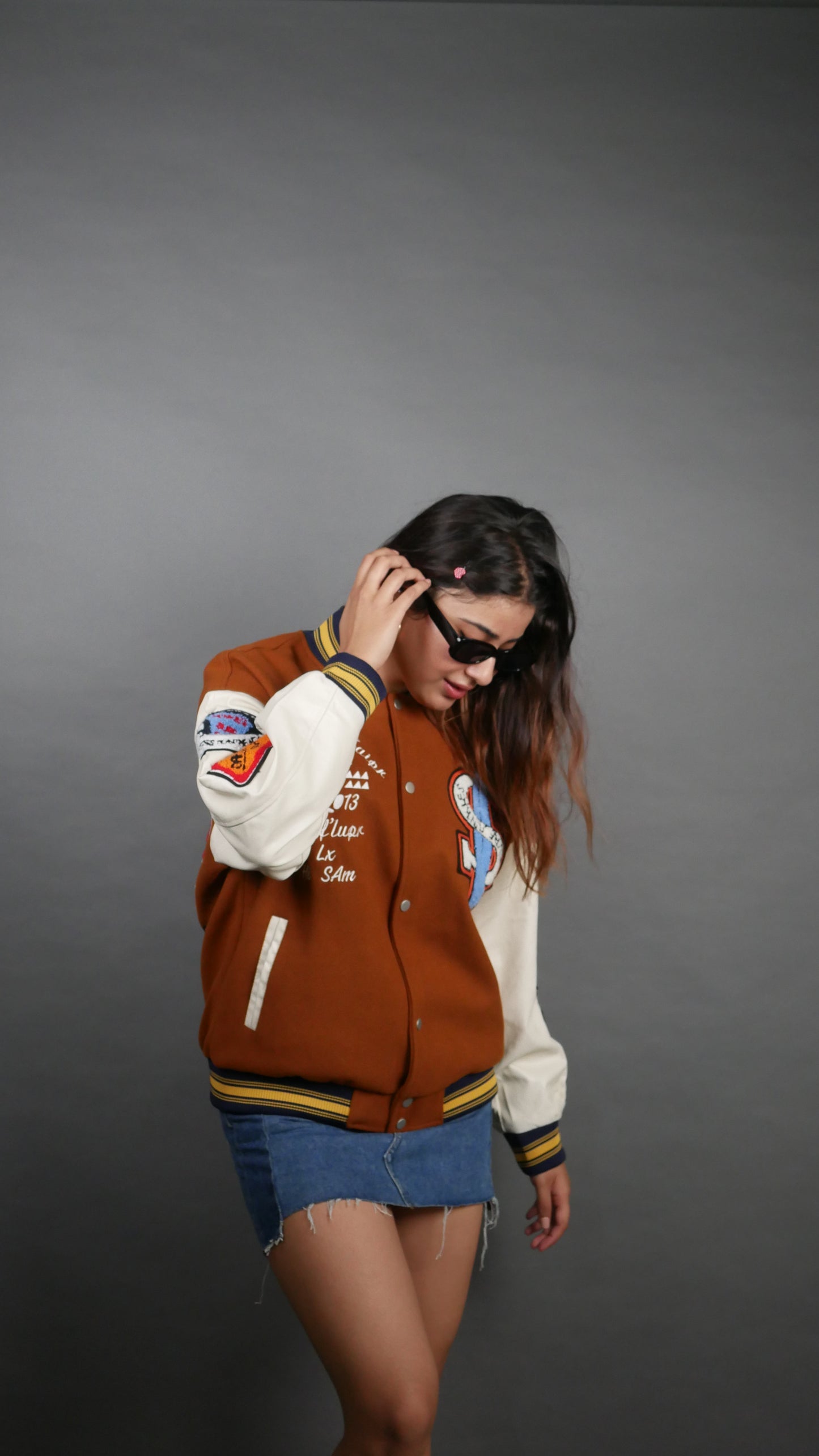 SURF JUNKIES BROWN VARSITY JACKET