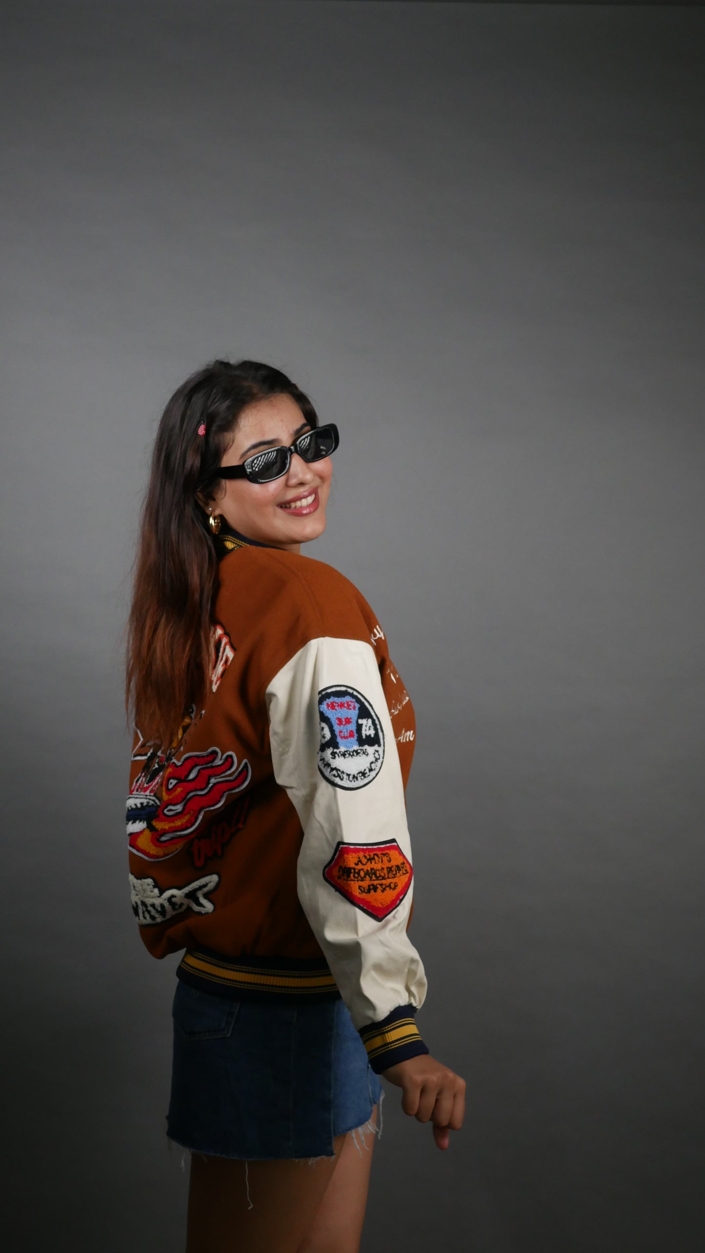 SURF JUNKIES BROWN VARSITY JACKET