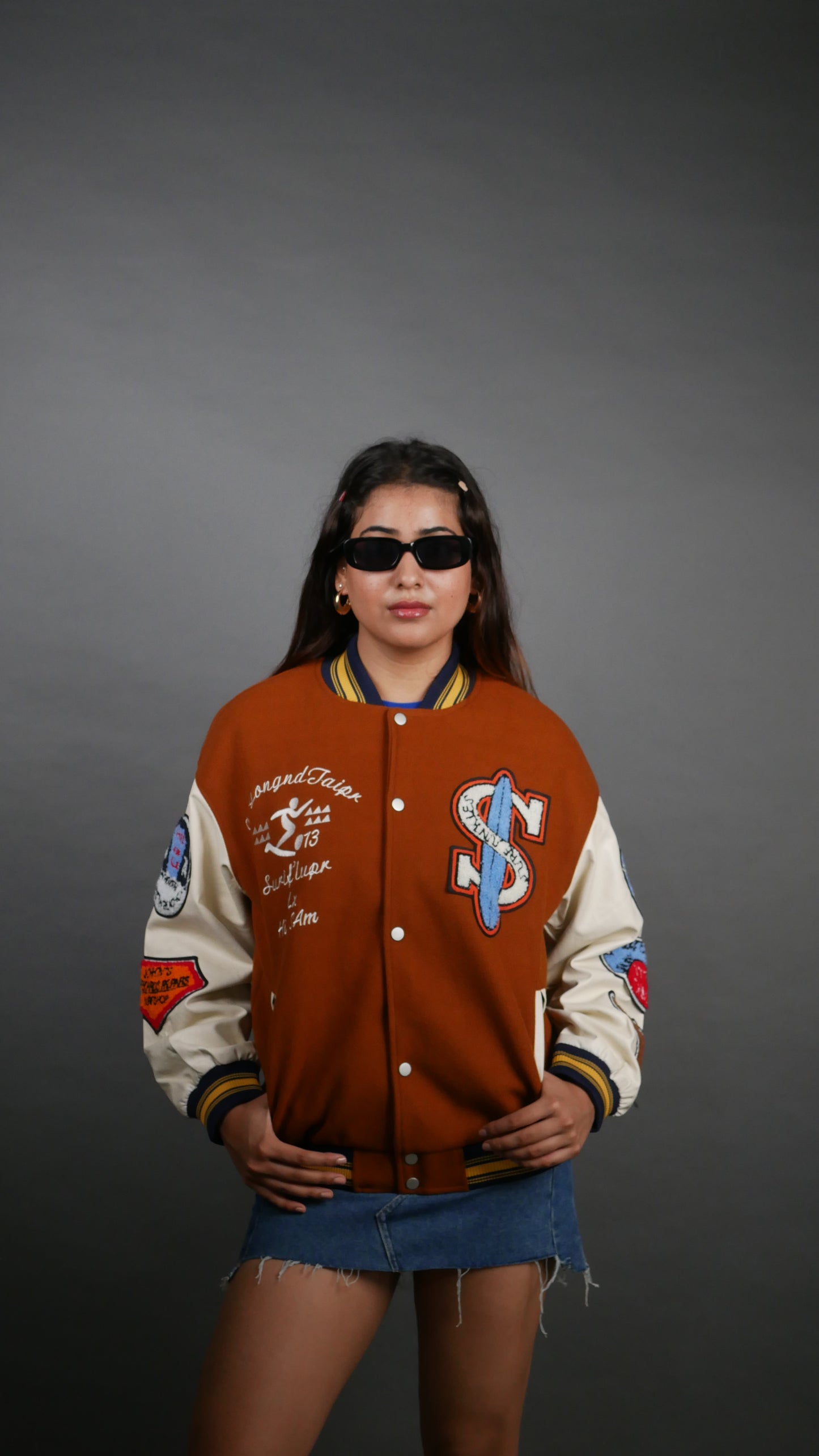 SURF JUNKIES BROWN VARSITY JACKET