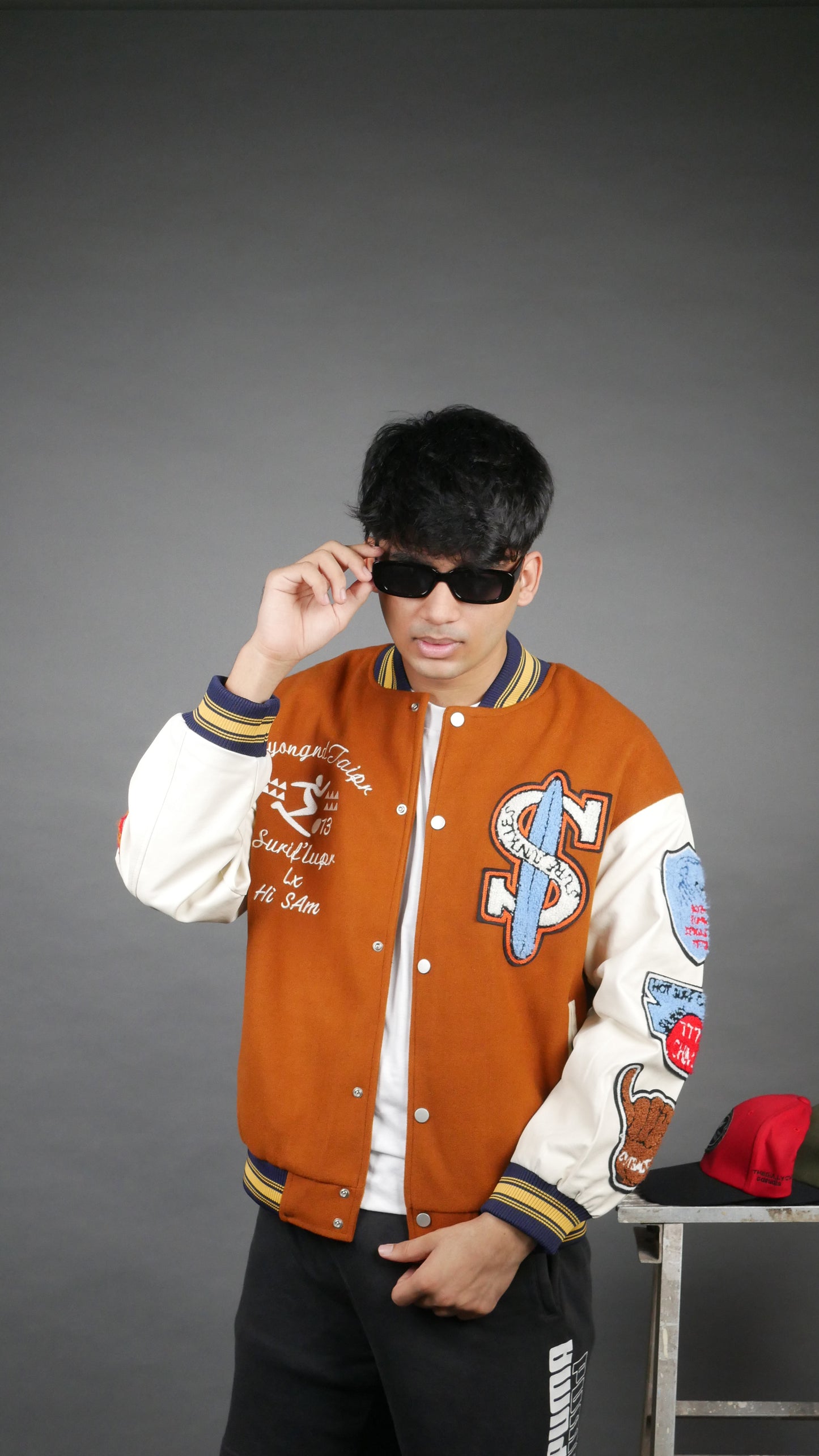 SURF JUNKIES BROWN VARSITY JACKET