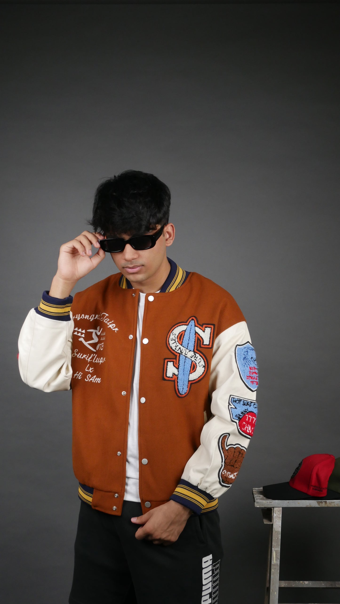 SURF JUNKIES BROWN VARSITY JACKET