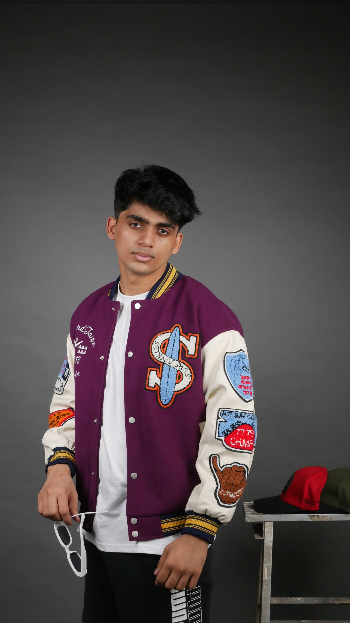 SURF JUNKIES PURPLE VARSITY JACKET