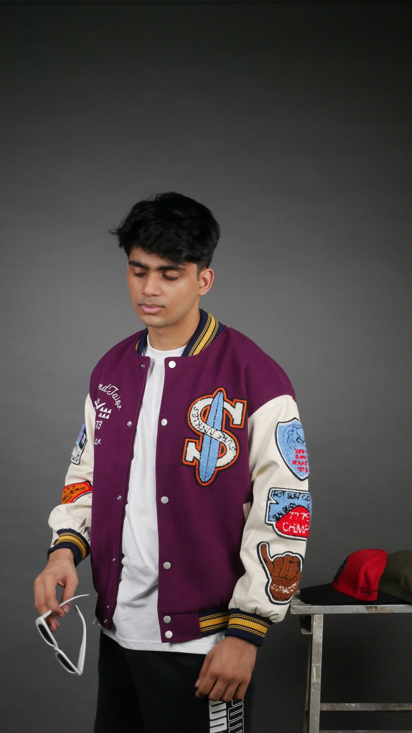 SURF JUNKIES PURPLE VARSITY JACKET